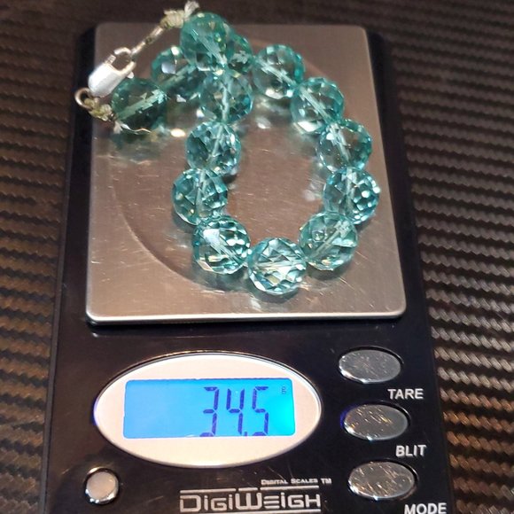 8 Inch 925 Sterling Silver Beautiful Blue Faceted Glass Orbs Bracelet - Picture 6 of 6